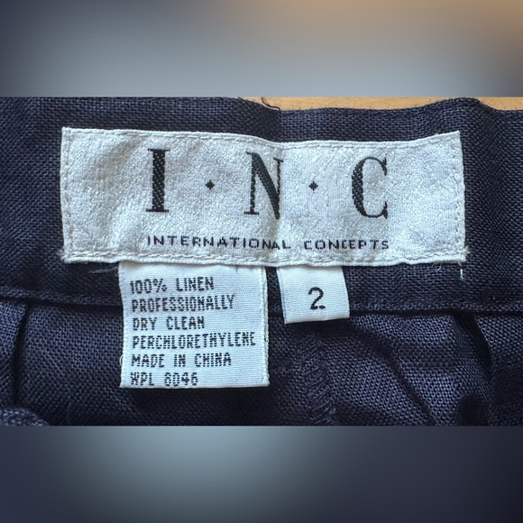 INC International Concepts vintage dark blue linen shorts - Picture 3 of 7